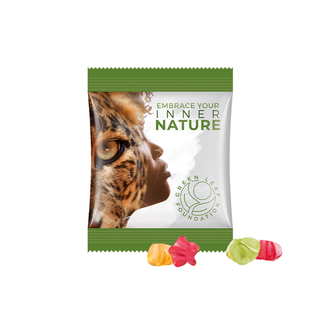 Minitüte,15 g, kompostierbare Folie weiß, Trolli Fruchtgummi Sterne