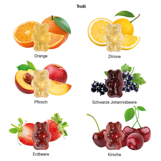 Minitüte,15 g, kompostierbare Folie transparent, Trolli Fruchtgummibären, 30% Fruchtsaftqualität Exquisit