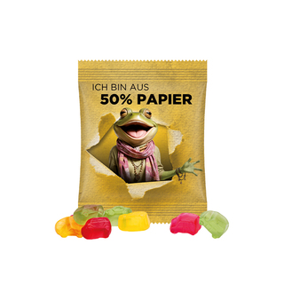 Minitüte, 15 g, Papierfolie weiß, Trolli Fruchtgummi Auto-Mischung