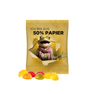 Minitüte, 10 g, Folie weiß mit ca. 50% Papieranteil, Trolli Fruchtgummi Fußbälle