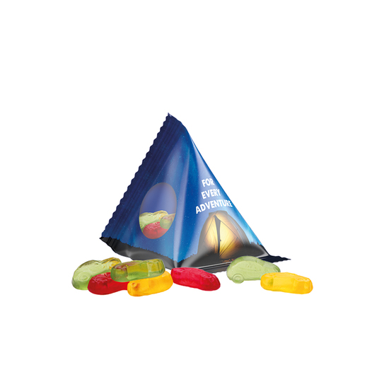 Fruchtgummi Tetraeder, Folie transparent, Trolli Fruchtgummi Autos
