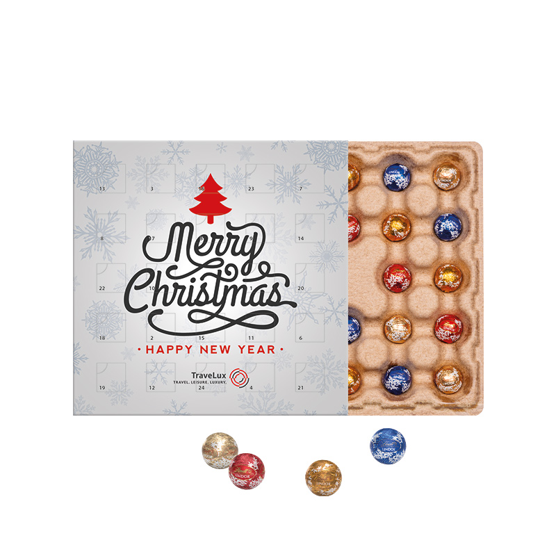 Minikugel Adventskalender ECO, Papierblister, LINDOR Lindt Mini Kugeln
