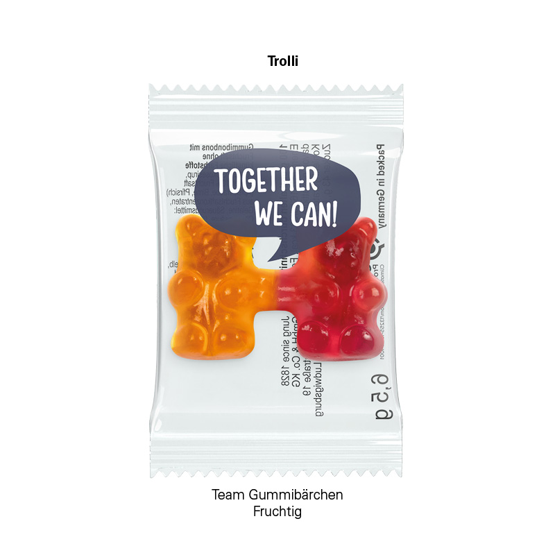 Werbekarte Visitenkartenformat, Team Gummibärchen, Standardgestaltung