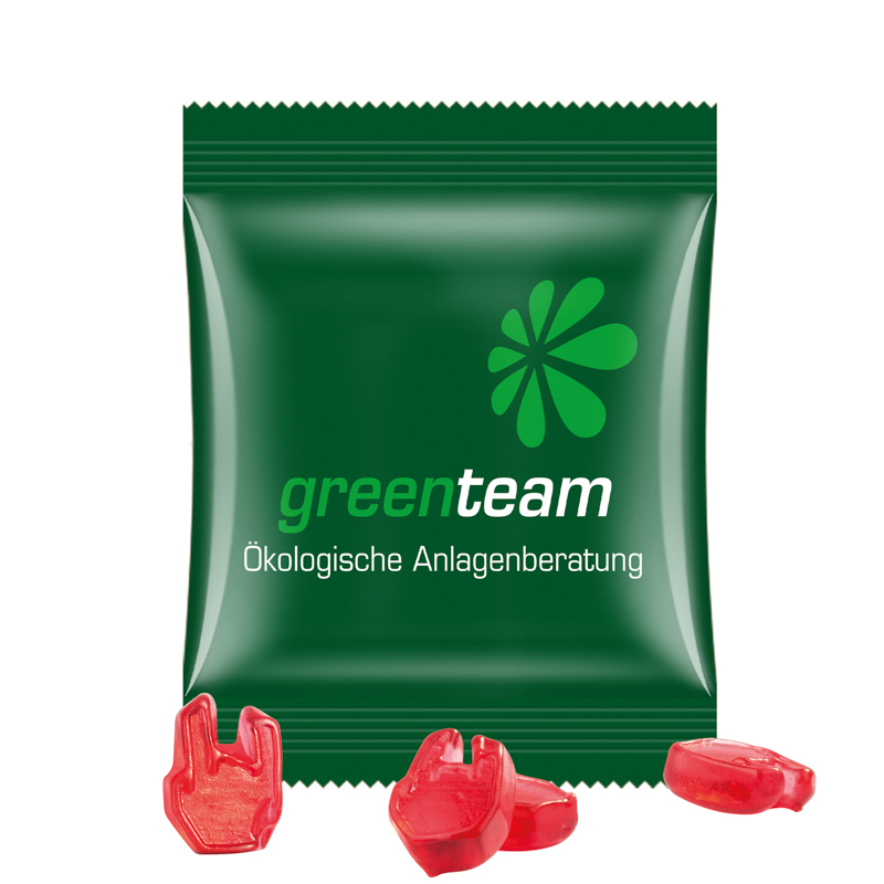 Minitüte Sonderform, 10 g, Folie kompostierbar weiß, Troli Fruchtgummi