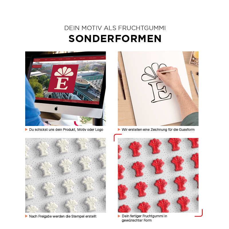 Minitüte Sonderform, 15 g, Folie kompostierbar weiß, Fruchtgummi 10 % Fruchtsaftanteil
