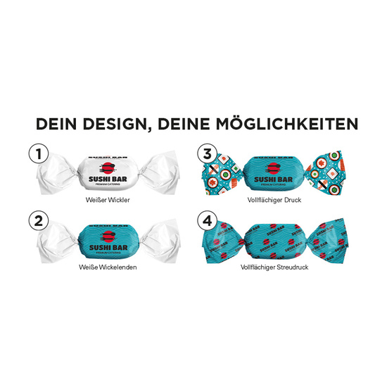 Schoko-Minz Bonbon im weißen, kompostierbaren Wickler