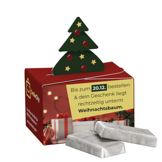 Geschenkbox Mini Tanne, Alpenmilch Schokotäfelchen