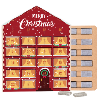 Täfelchen Adventskalender Haus ECO, Papierblister, Alpenmilch-Schokotäfelchen