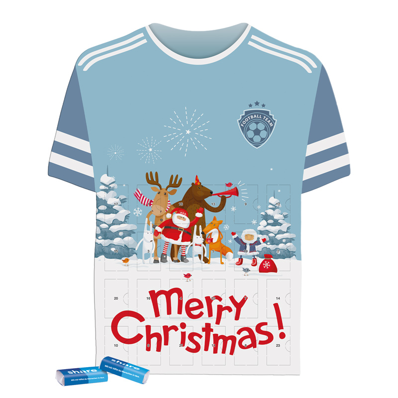 Täfelchen Adventskalender Trikot; 24 share Schokotäfelchen