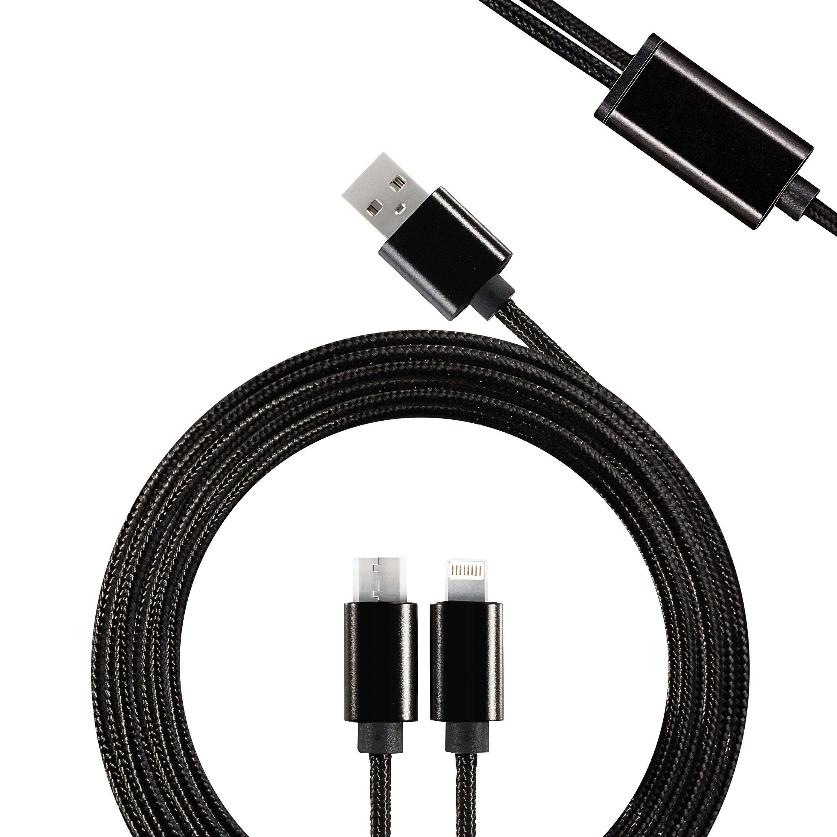 Multifunktionskabel 3-in-1 Kabel (2-in-1 & Type C) mit Datentransferfunktion