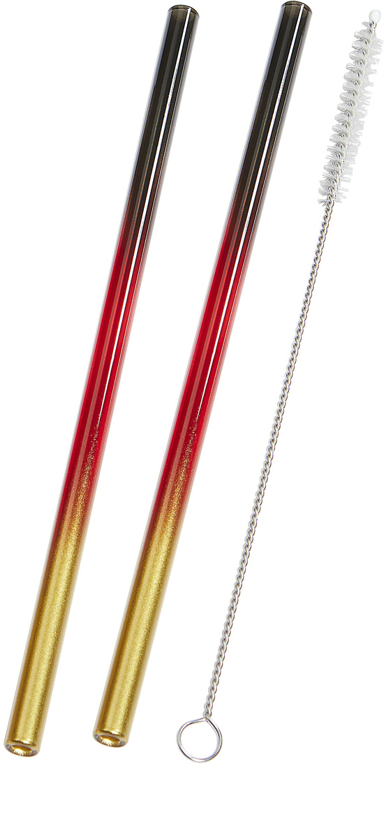 2er-Set farbige Halme + Bürste