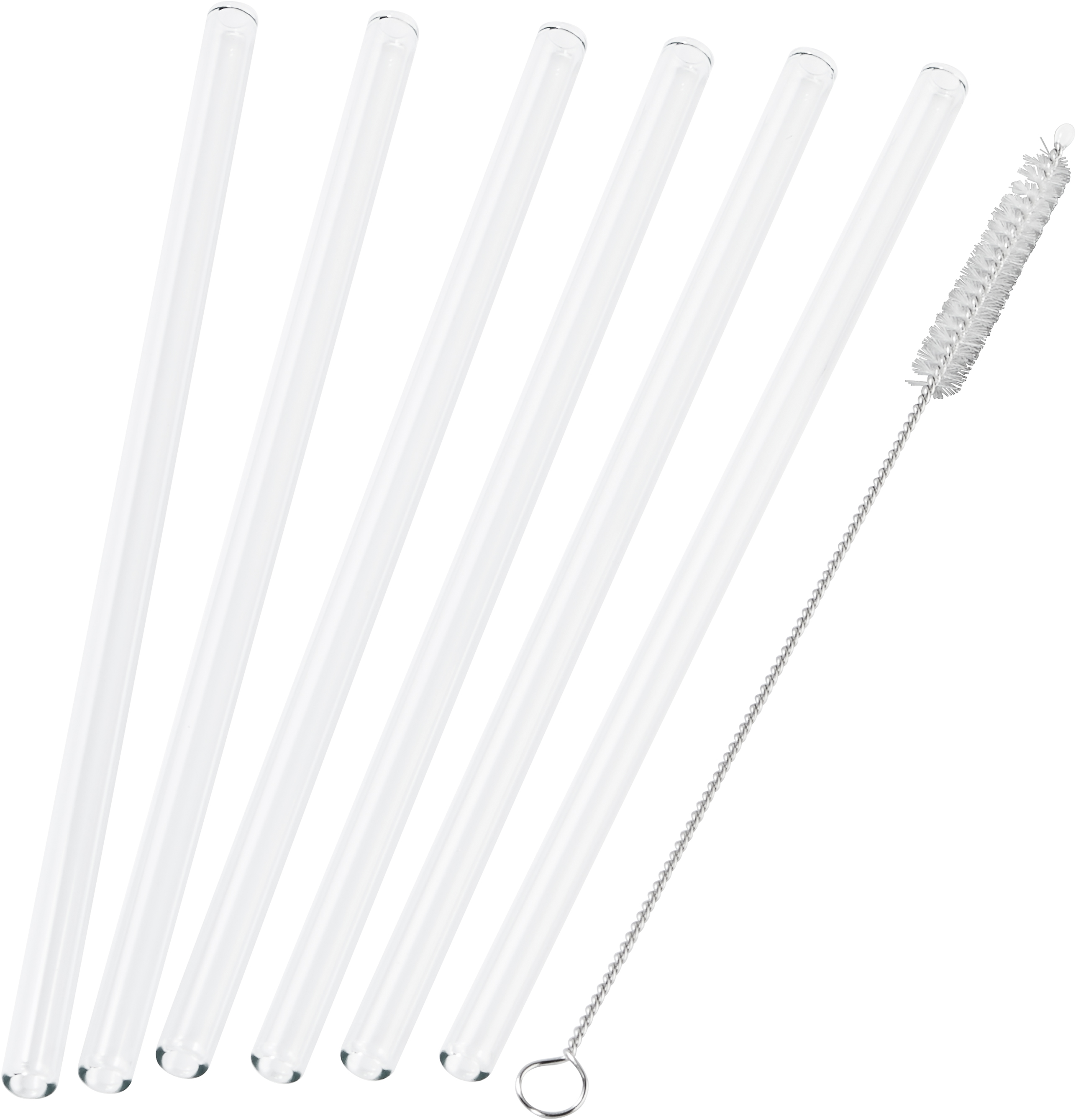 6er Glastrinkhalm Set + Bürste