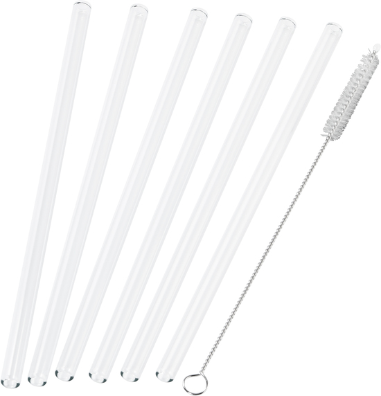 6er Glastrinkhalm Set + Bürste