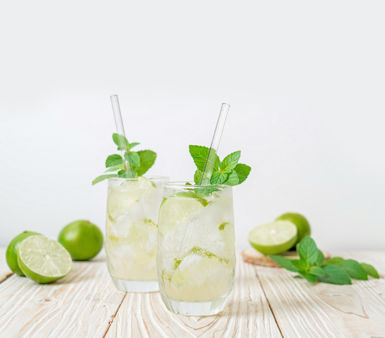 6er Glastrinkhalm Set + Bürste