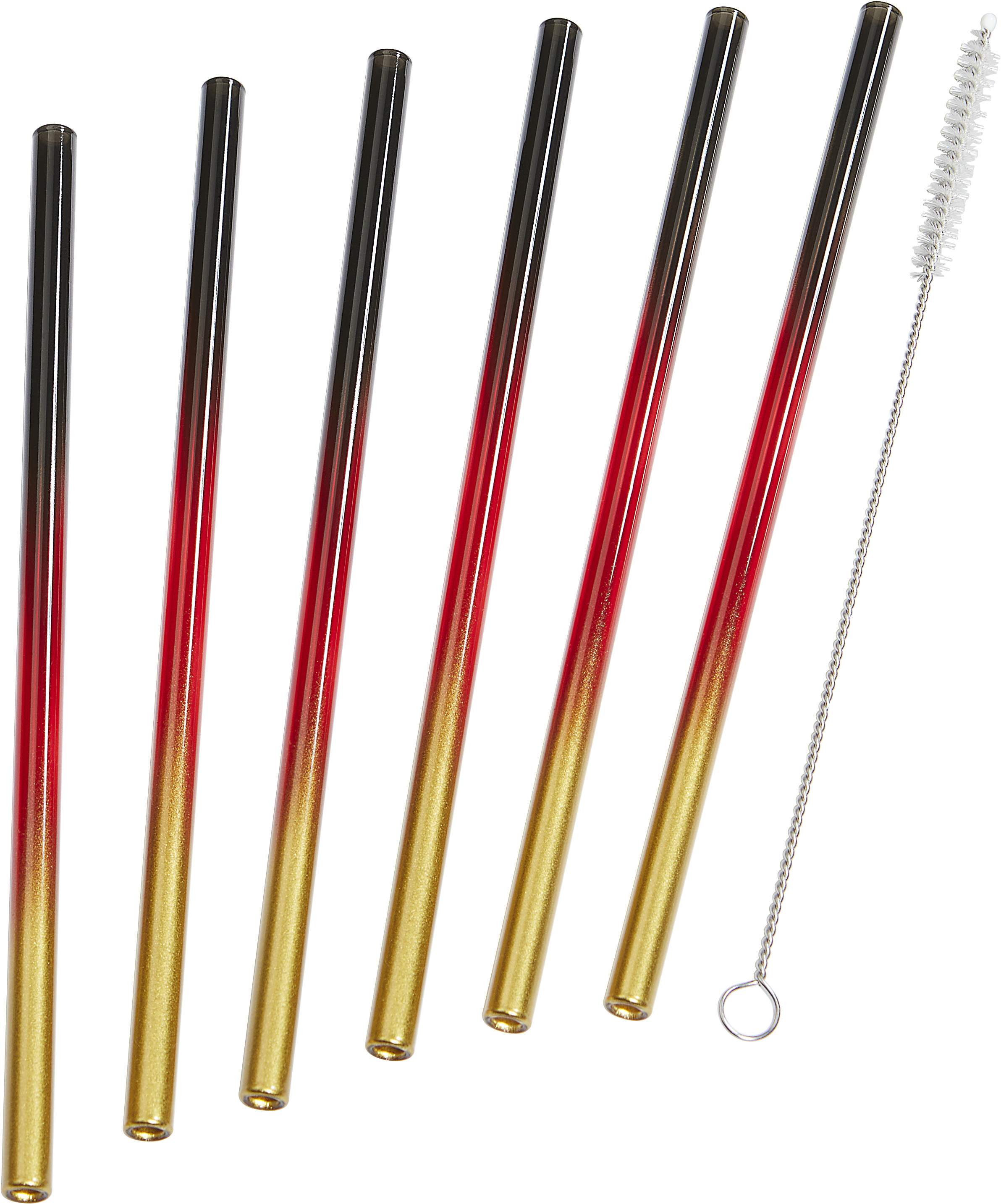 6er-Set farbige Halme + Bürste