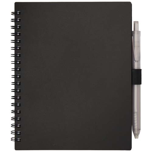 Niove Softcover Notizbuch aus recyceltem Kunststoff mit Kugelschreiber (blaue Mine)