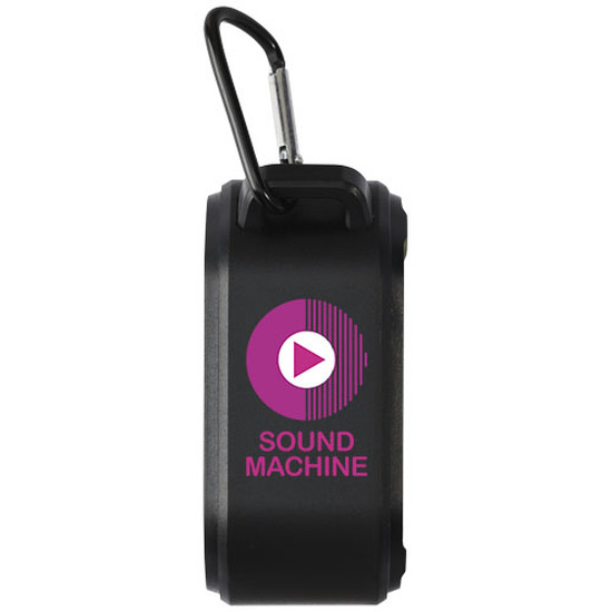 Solo 3W IPX5 Solar Bluetooth®-Lautsprecher aus recyceltem RCS Kunststoff mit Karabinerhaken