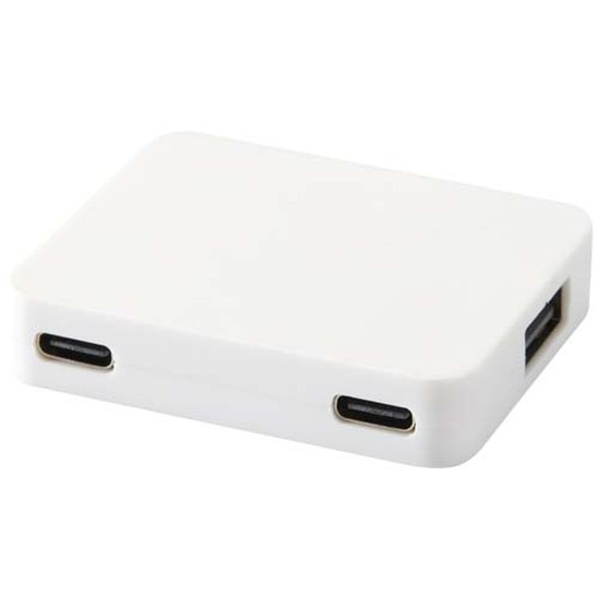 Gaia 4 Port USB Hub mit USB-A- und Typ-C-Ausgang und zwei Eingängen aus recyceltem Kunststoff