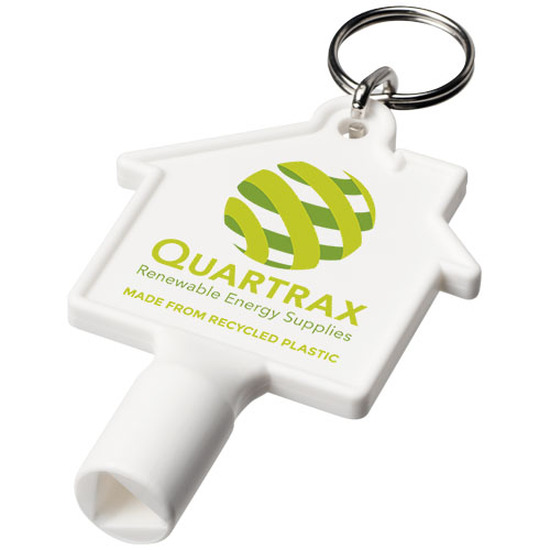 Maximilian Universalschlüssel in Hausform als Schlüsselanhänger aus recyceltem Kunststoff