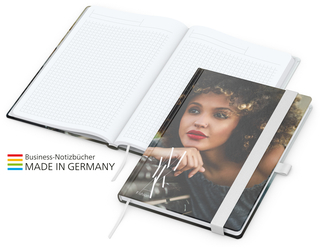 Notizbuch Match-Book White Bestseller A5 Cover-Star matt-individuell, weiß