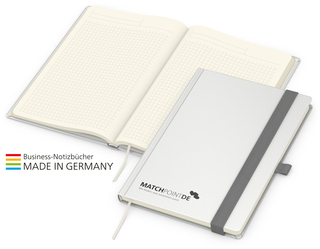 Notizbuch Vision-Book Creme Bestseller A5, weiß inkl. Prägung schwarz-glänzend