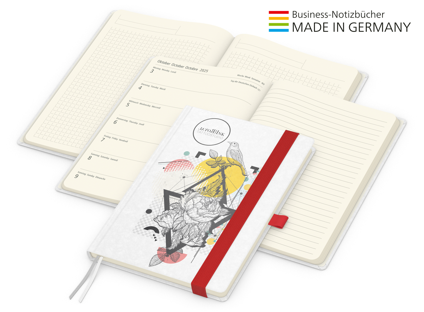 Buchkalender Match-Hybrid Creme Bestseller, Natura individuell, rot