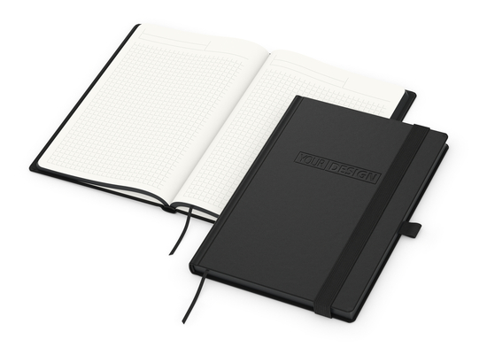 Notizbuch Hardcover Black-Book RECYCLING Ausstattung schwarz A5, Blindprägung inkl.