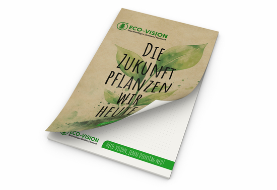 Schreibblock Cover RECYCLING Seiten/Deckblatt individuell gestaltbar, Format/Blattanzahl/Lochung DIN A5 / 50 Blatt / 2-fach