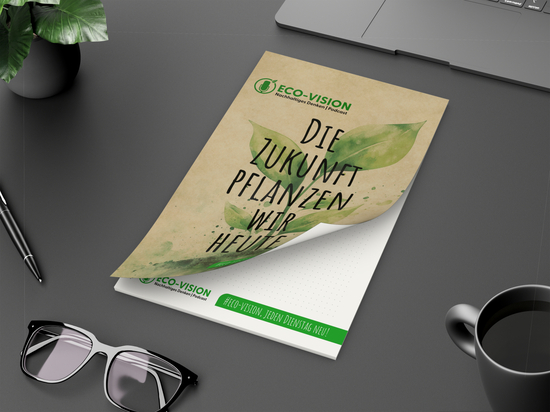 Schreibblock Cover RECYCLING Seiten/Deckblatt individuell gestaltbar, Format/Blattanzahl/Lochung DIN A5 / 50 Blatt / ohne