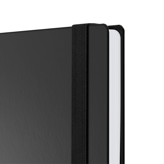Notizbuch Hardcover Easy-Book Vollkaro Gummiband schmal A5, Prägung schwarz-glänzend inkl.