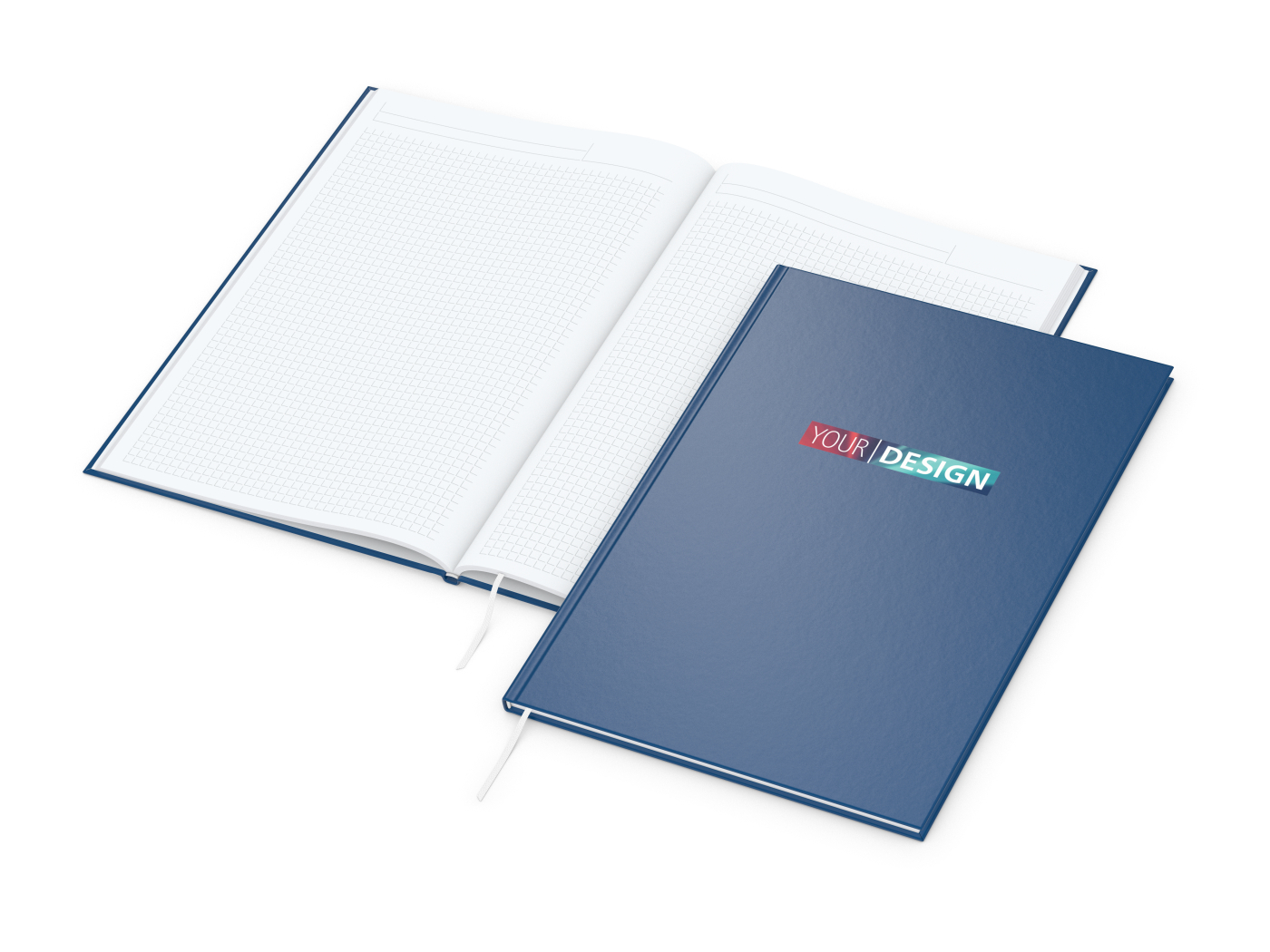 Notizbuch Memo-Book Umfang klein Hardcover matt-farbig, DIN A4, Lineatur Winkelkaro