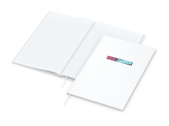 Notizbuch Memo-Book Umfang klein Hardcover matt-farbig, DIN A4, Lineatur Winkelkaro