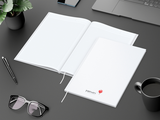 Notizbuch Memo-Book Umfang klein Hardcover matt-farbig, DIN A4, Lineatur Winkelkaro
