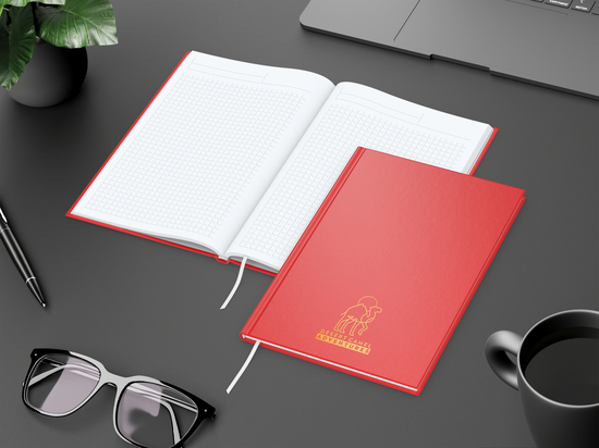 Notizbuch Memo-Book Umfang klein Hardcover matt-farbig, DIN A5, Lineatur Winkelkaro