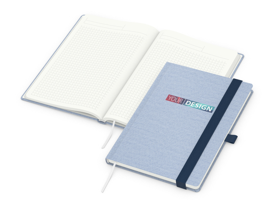 Notizbuch Ocean-Book RECYCLING rPET-Hardcover farbig A5, Lineatur Winkelkaro, Material-Infoblatt nein