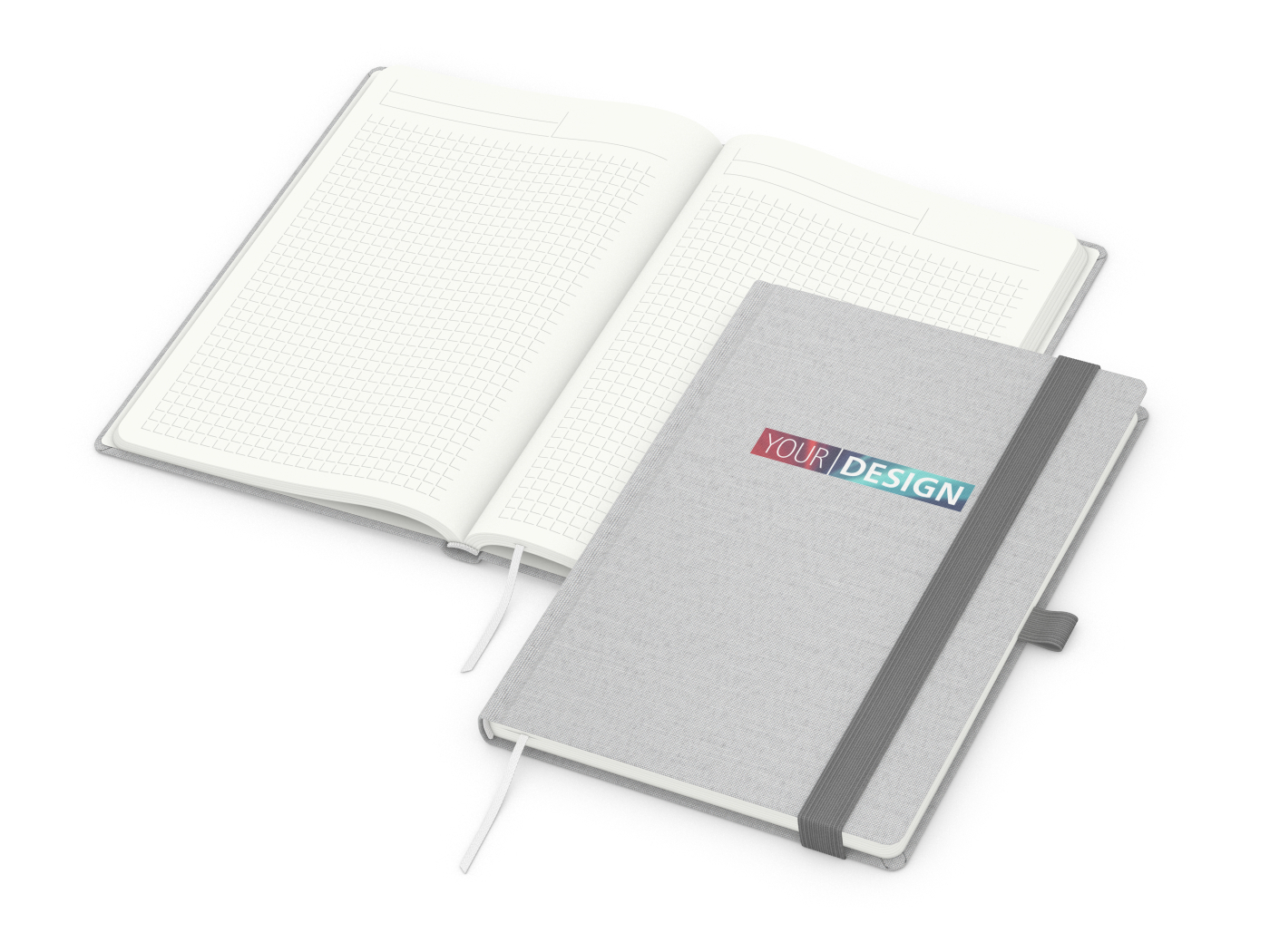 Notizbuch Ocean-Book RECYCLING rPET-Hardcover farbig A5, Lineatur Winkelkaro, Material-Infoblatt nein