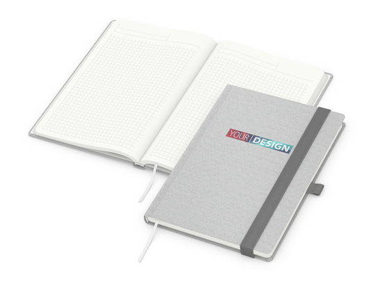 Notizbuch Ocean-Book RECYCLING rPET-Hardcover farbig A5, Lineatur Winkelkaro, Material-Infoblatt nein
