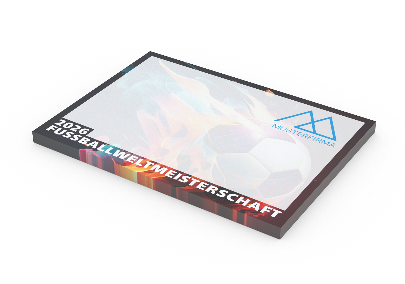 WM-Haftnotiz Motiv Fußball-WM 2026, WM-Motiv Feuerball