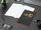Notizbuch Tablet-Book Farbschnitt Naturkarton-Softcover schwarz, Papierformat/Lineatur DIN A4 / Punktraster, Farbschnitt/Logodruck rot/4farbig