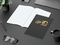 Notizbuch Tablet-Book Farbschnitt Naturkarton-Softcover schwarz, Papierformat/Lineatur DIN A4 / Winkelkaro, Farbschnitt/Logodruck grün/4farbig