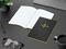 Notizbuch Tablet-Book Farbschnitt Naturkarton-Softcover schwarz, Papierformat/Lineatur DIN A5 / Winkelkaro, Farbschnitt/Logodruck gelb/gelb