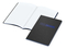 Notizbuch Tablet-Book Farbschnitt Naturkarton-Softcover schwarz, Papierformat/Lineatur DIN A5 / Winkelkaro, Farbschnitt/Logodruck mittelblau/mittelblau