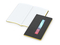 Notizbuch Tablet-Book Farbschnitt Naturkarton-Softcover schwarz, Papierformat/Lineatur 94 × 152 mm / Winkelkaro, Farbschnitt/Logodruck gelb/4farbig