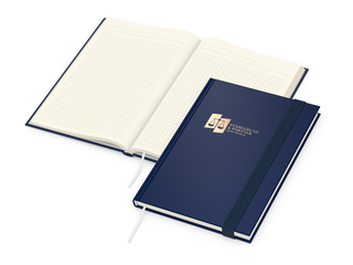 Notizbuch Visco-Book Buchleinen-Hardcover farbig A5, Papierfarbe/Lineatur Cremefarben/Winkelkaro, Kupferprägung inkl.