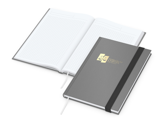 Notizbuch Visco-Book Buchleinen-Hardcover farbig A5, Papierfarbe/Lineatur Hochweiß/Winkelkaro, Goldprägung inkl.