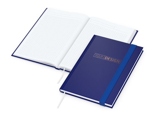 Notizbuch Visco-Book Buchleinen-Hardcover farbig A5, Papierfarbe/Lineatur Hochweiß/Winkelkaro, Kupferprägung inkl.