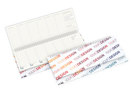 Tisch-Querkalender Compact RECYCLING 1 Woche = 2 Seiten 8–20 Uhr, Einband Papier-Hardcover matt