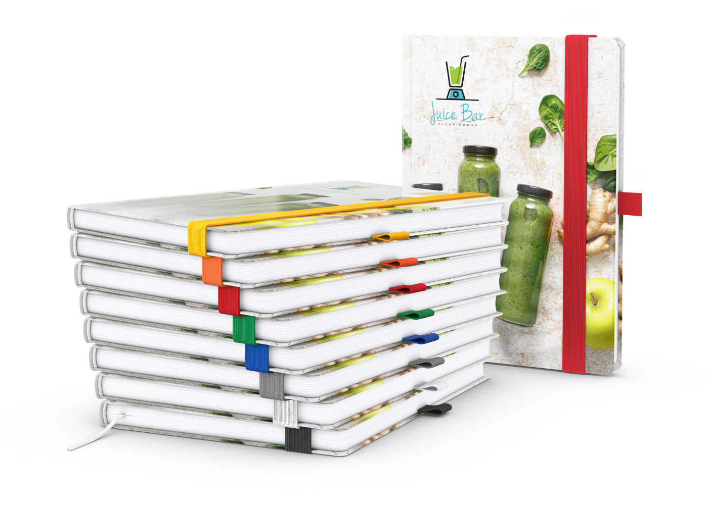 Notizbuch Match-Book Papier-Hardcover individuell bedruckt, DIN A4, Papierfarbe/Lineatur Hochweiß/Winkelkaro, Einband-Oberfläche matt