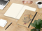Notizbuch Match-Book Naturpapier-Hardcover individuell bedruckt, DIN A4, Papierfarbe/Lineatur Cremefarben/Punktraster, Einband-Papierfarbe Braun