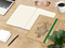 Notizbuch Match-Book Naturpapier-Hardcover individuell bedruckt, DIN A4, Papierfarbe/Lineatur Cremefarben/Winkelkaro, Einband-Papierfarbe Braun